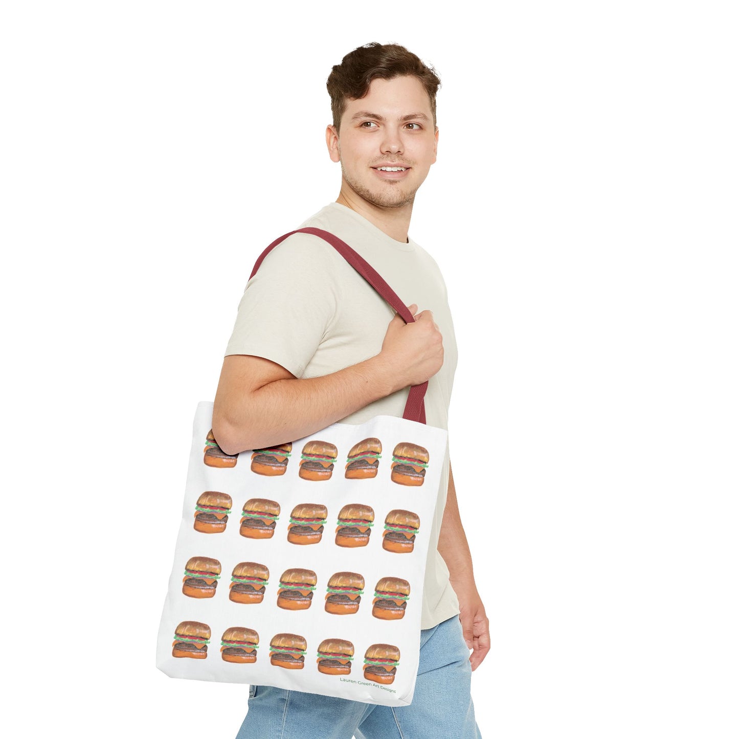 Fun Burger Print Tote Bag – Perfect for Food Lovers and Casual Outings