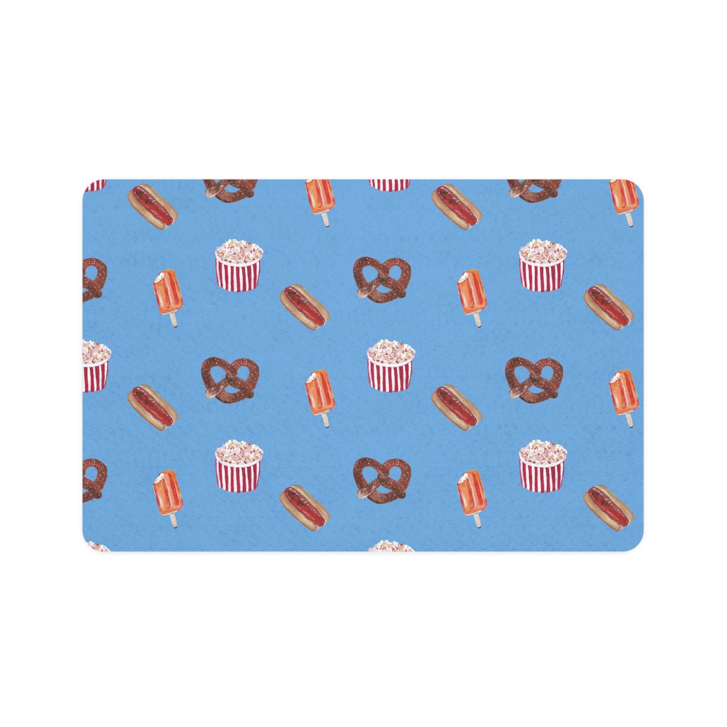 Whimsical Pet Food Mat - Fun Snack Pattern (12x18)