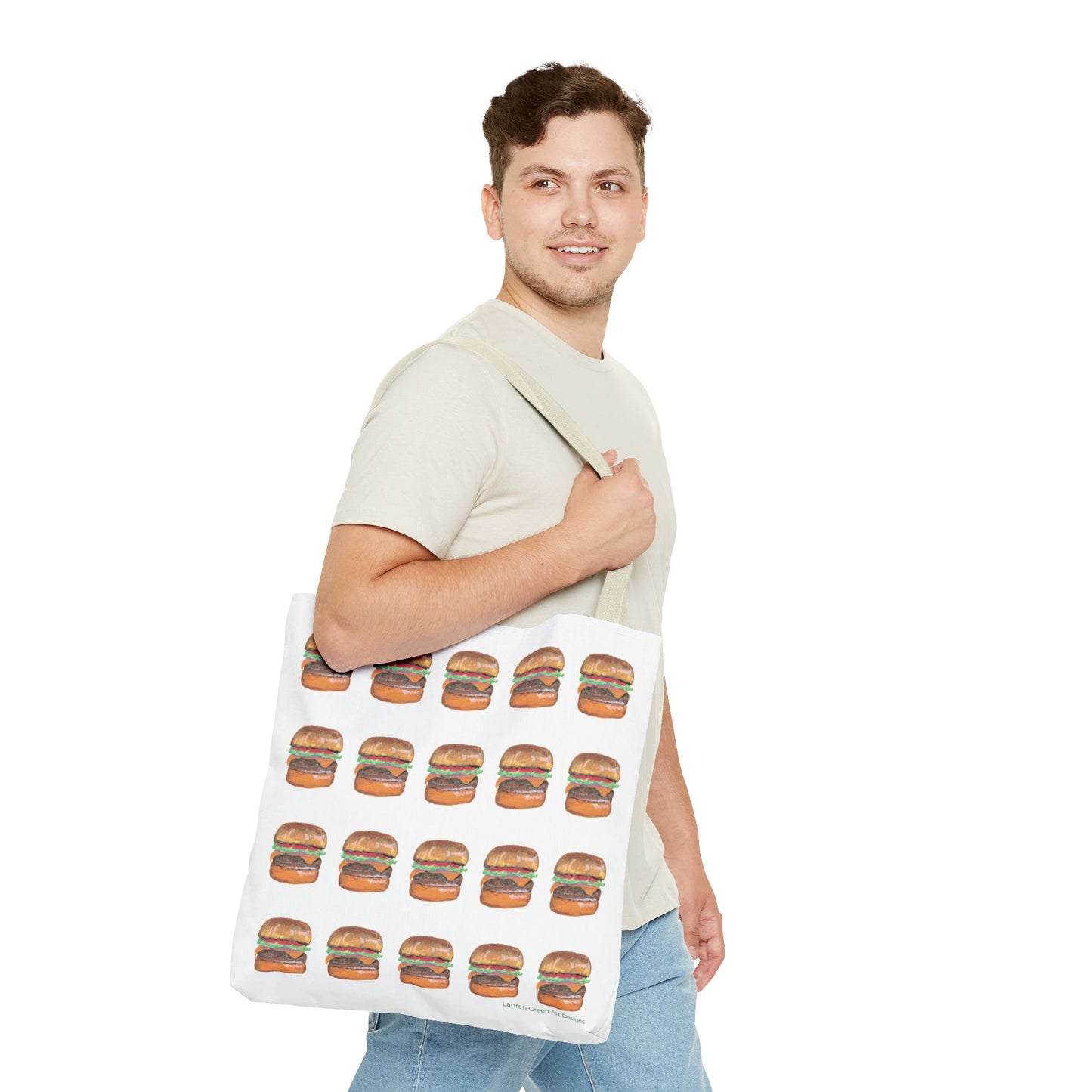 Fun Burger Print Tote Bag – Perfect for Food Lovers and Casual Outings