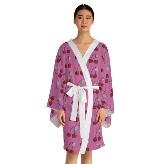 Cherry Blossom Long Sleeve Kimono Robe - Cozy Loungewear for Relaxation and Self-Care