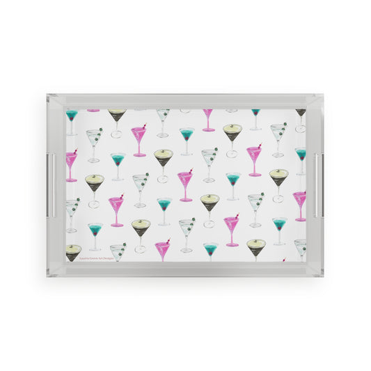 Colorful Cocktail Acrylic Serving Tray - Perfect for Entertaining and Home Decor