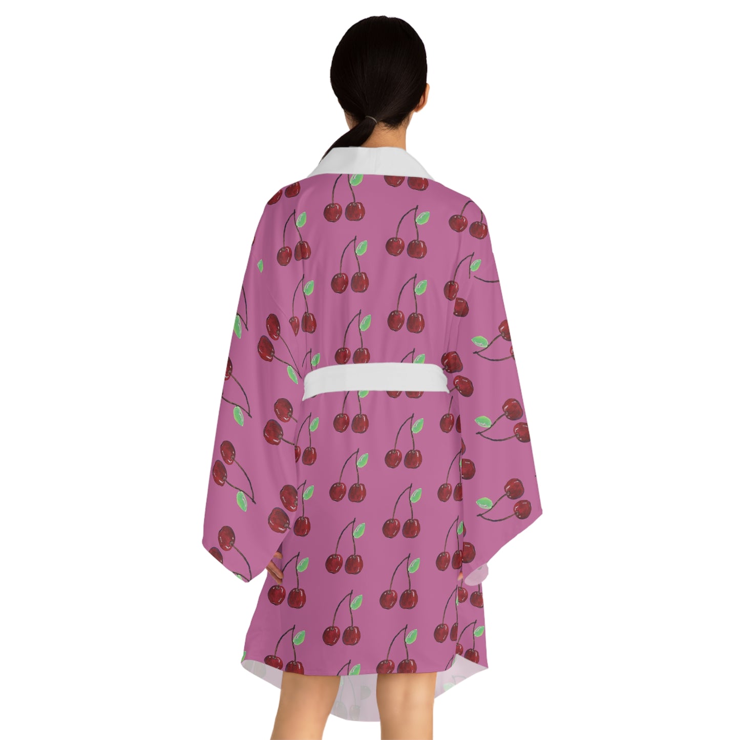 Cherry Blossom Long Sleeve Kimono Robe - Cozy Loungewear for Relaxation and Self-Care