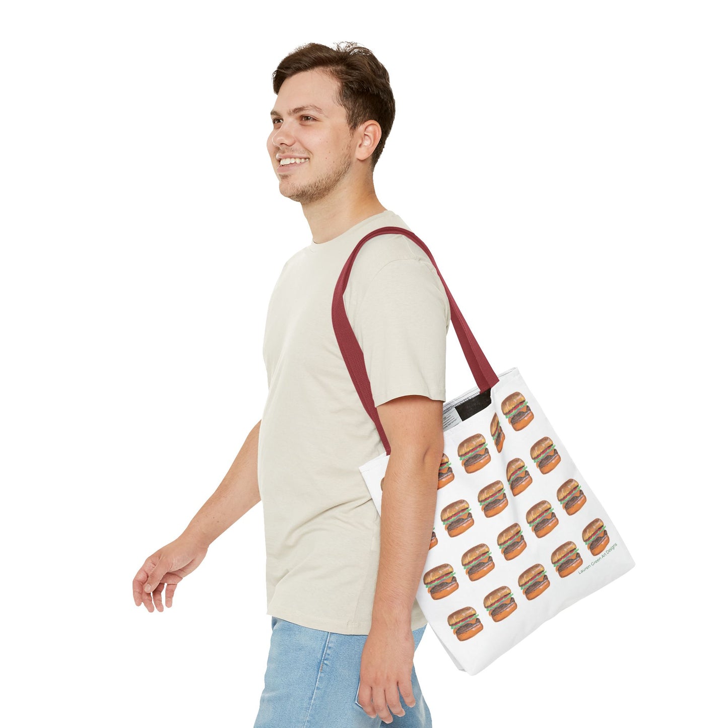Fun Burger Print Tote Bag – Perfect for Food Lovers and Casual Outings