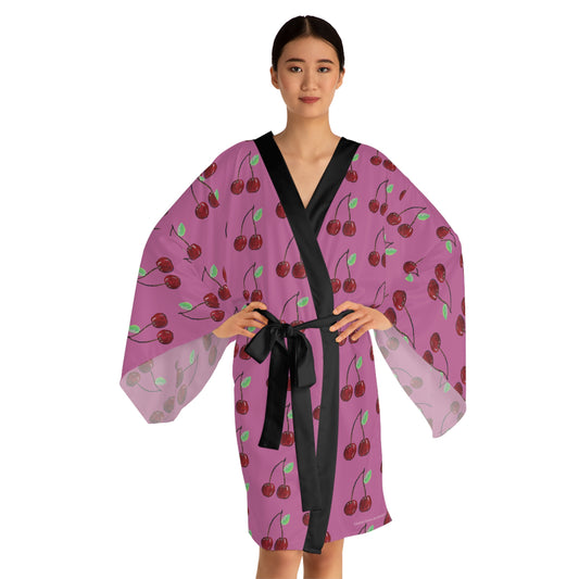 Cherry Blossom Long Sleeve Kimono Robe - Cozy Loungewear for Relaxation and Self-Care