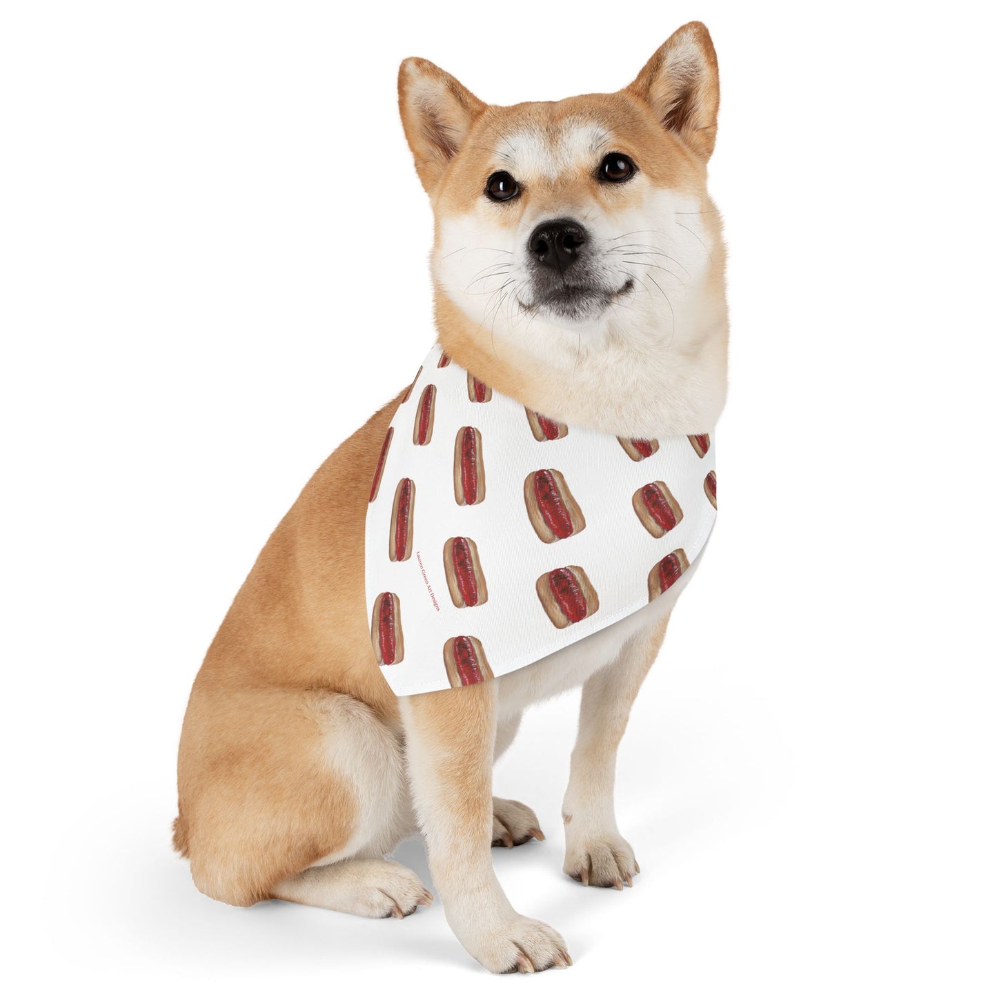 Playful Hot Dog Pet Bandana Collar - Fun Design for Dogs