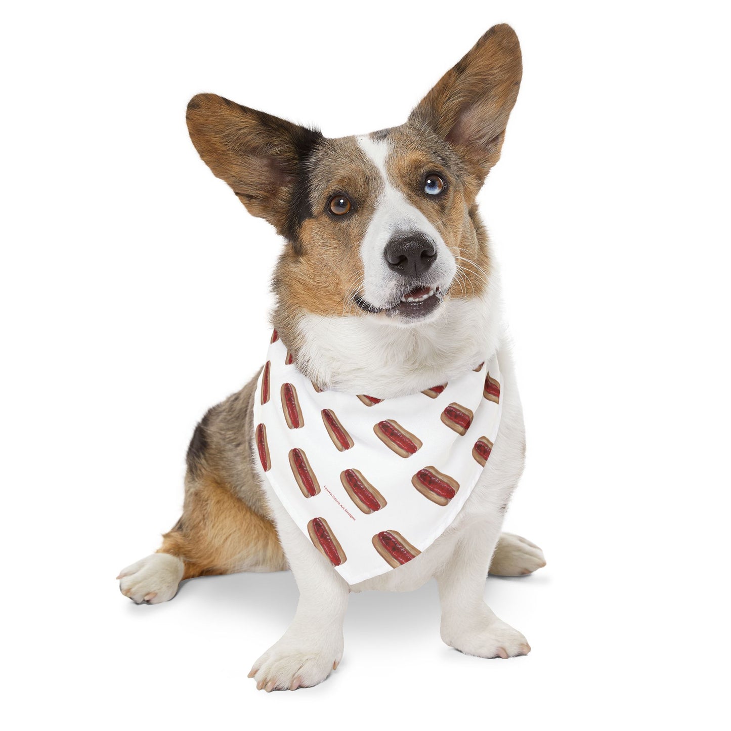 Playful Hot Dog Pet Bandana Collar - Fun Design for Dogs
