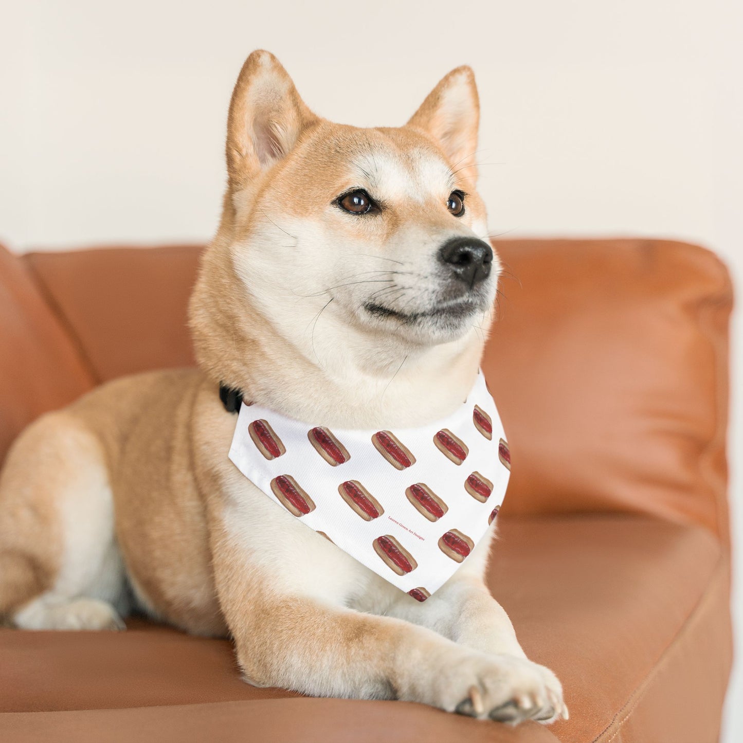 Playful Hot Dog Pet Bandana Collar - Fun Design for Dogs