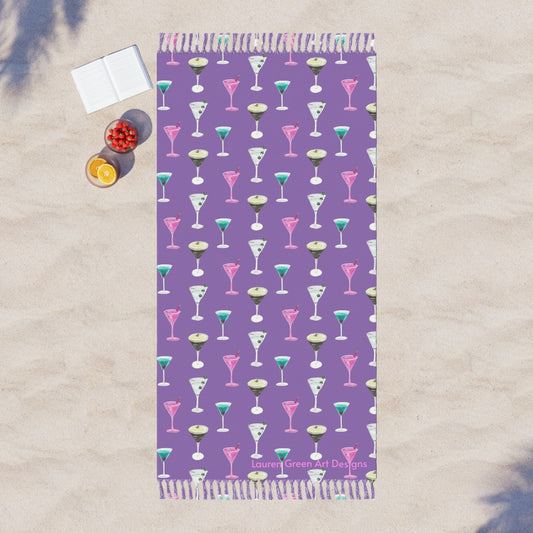 Boho Beach Towel – Colorful Cocktail Pattern for Summer Fun