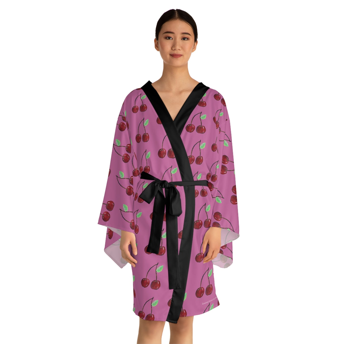 Cherry Blossom Long Sleeve Kimono Robe - Cozy Loungewear for Relaxation and Self-Care