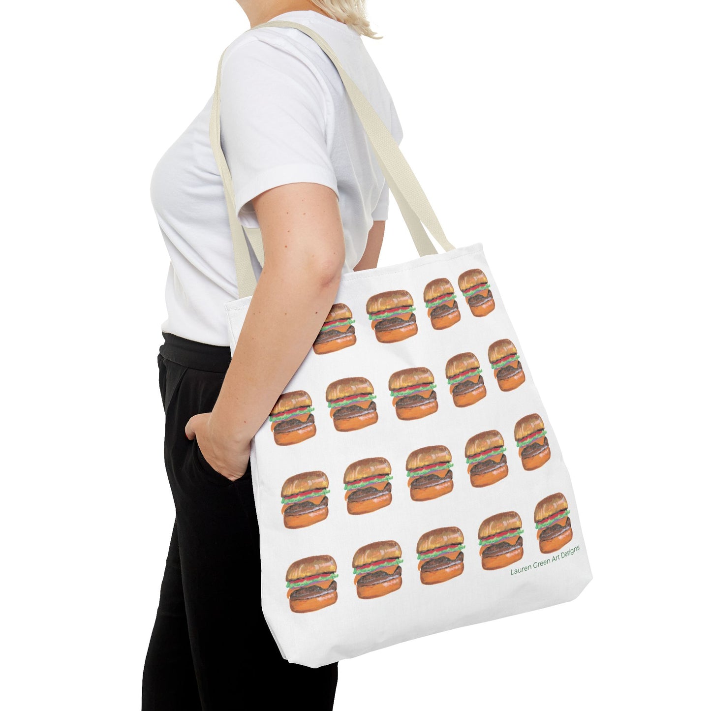 Fun Burger Print Tote Bag – Perfect for Food Lovers and Casual Outings